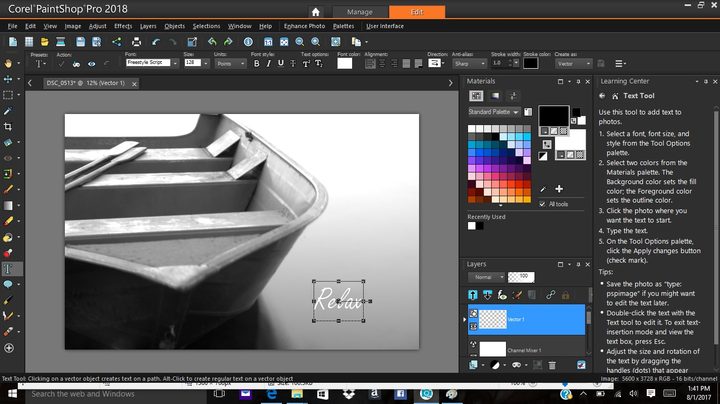 Corel PaintShop Pro 2018 review text