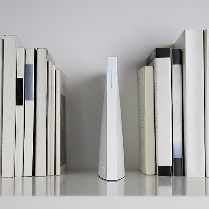 The Wink Hub on a shelf.