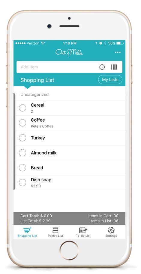 out of milk voice assistant skill ios screenshot