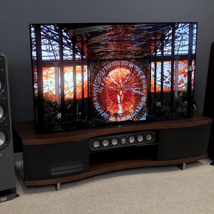TV with surround sound speakers.