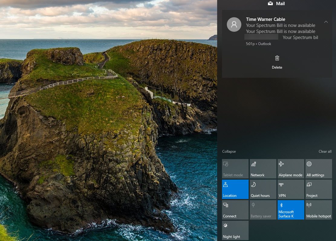 fall creators update review windows 10 action center