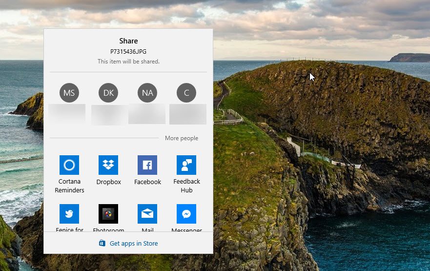fall creators update review windows 10 right click context menu sharing
