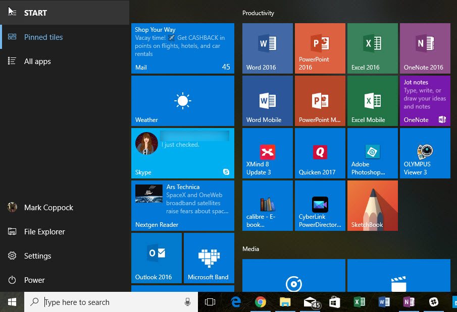 fall creators update review windows 10 start menu