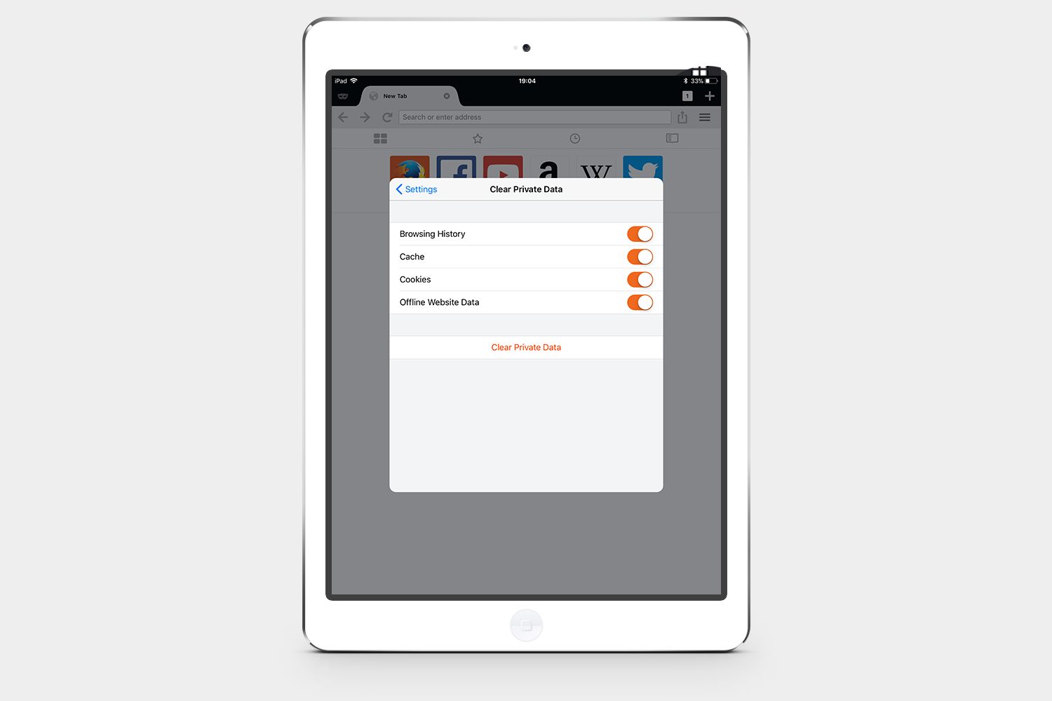 how to clear cookies on an iPad