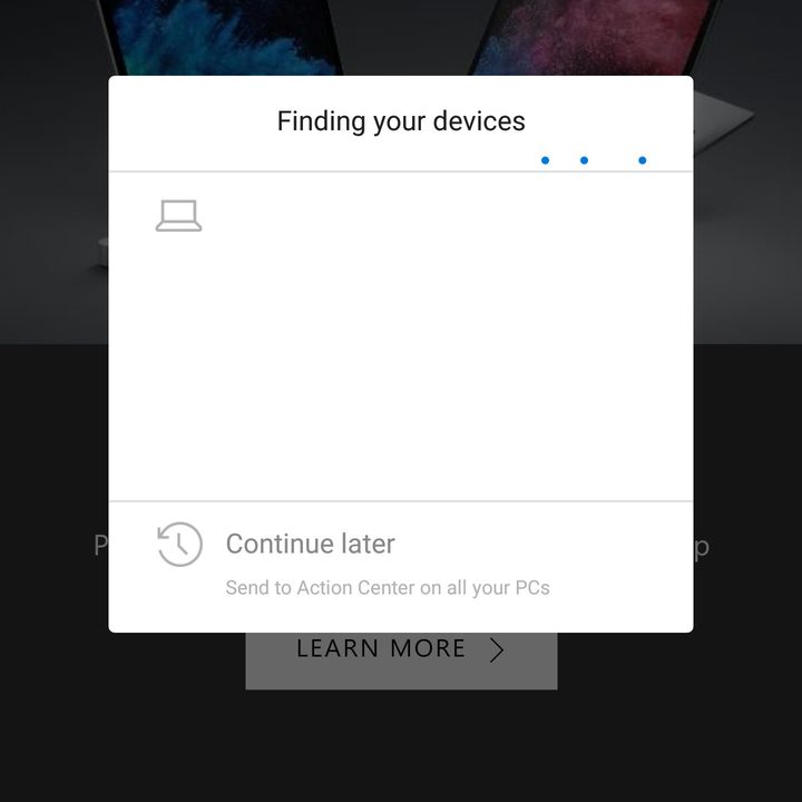 microsoft launcher edge android continue on pc