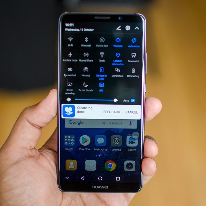 Huawei Mate 10 Pro review status pulldown