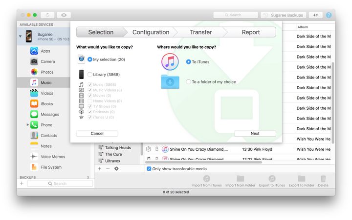 iMazing Transferring Songs