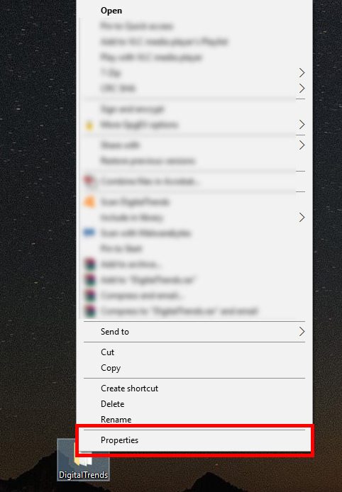 Select Properties.