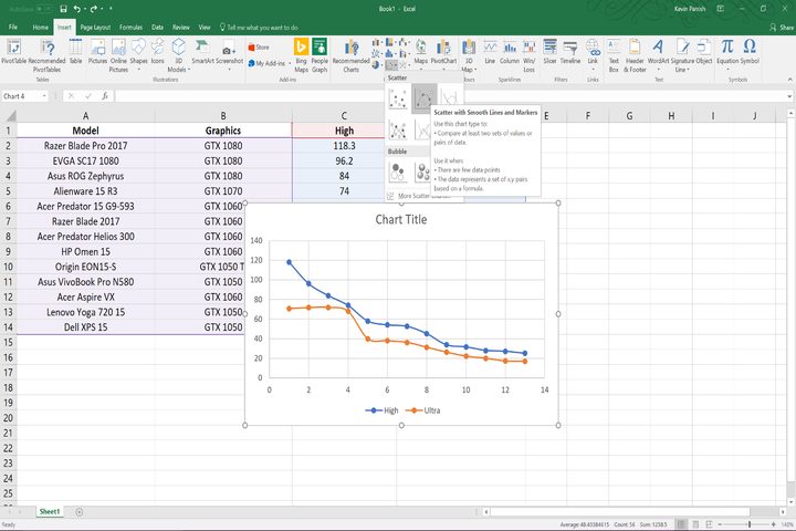 How to create a scatter plot in Excel