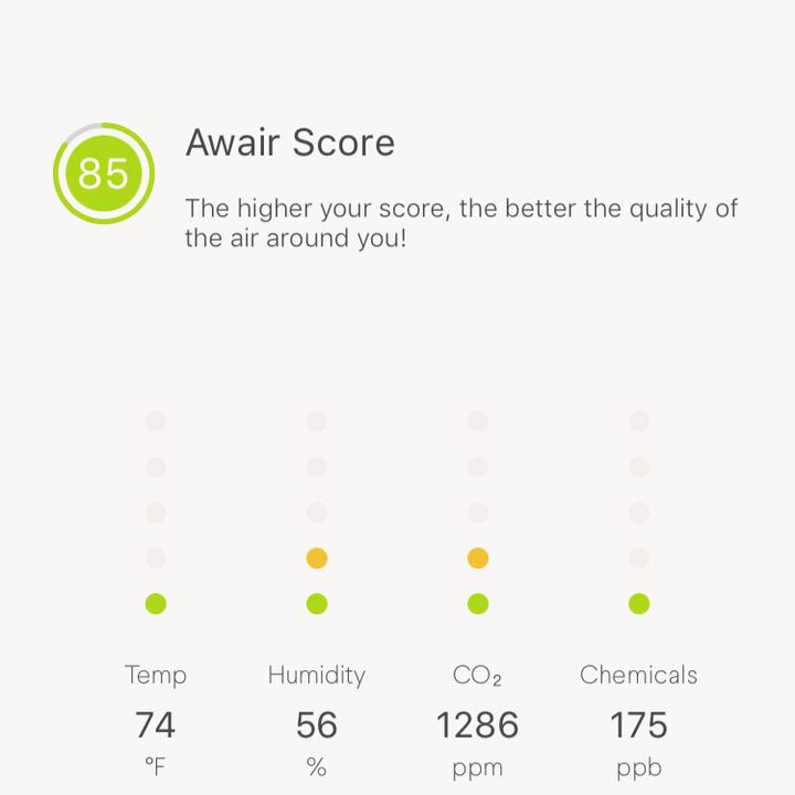 awair glow review screenshot