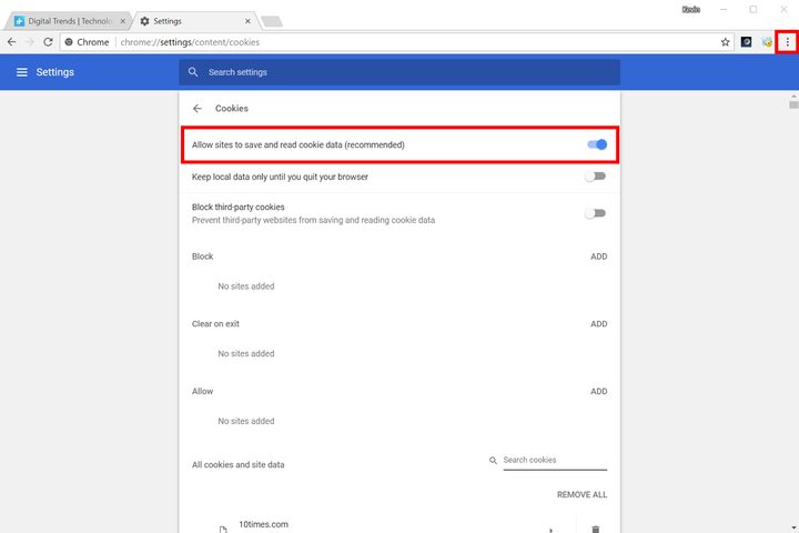 How to enable cookies