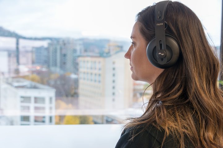 Nuraphone review lifestyle from back angle