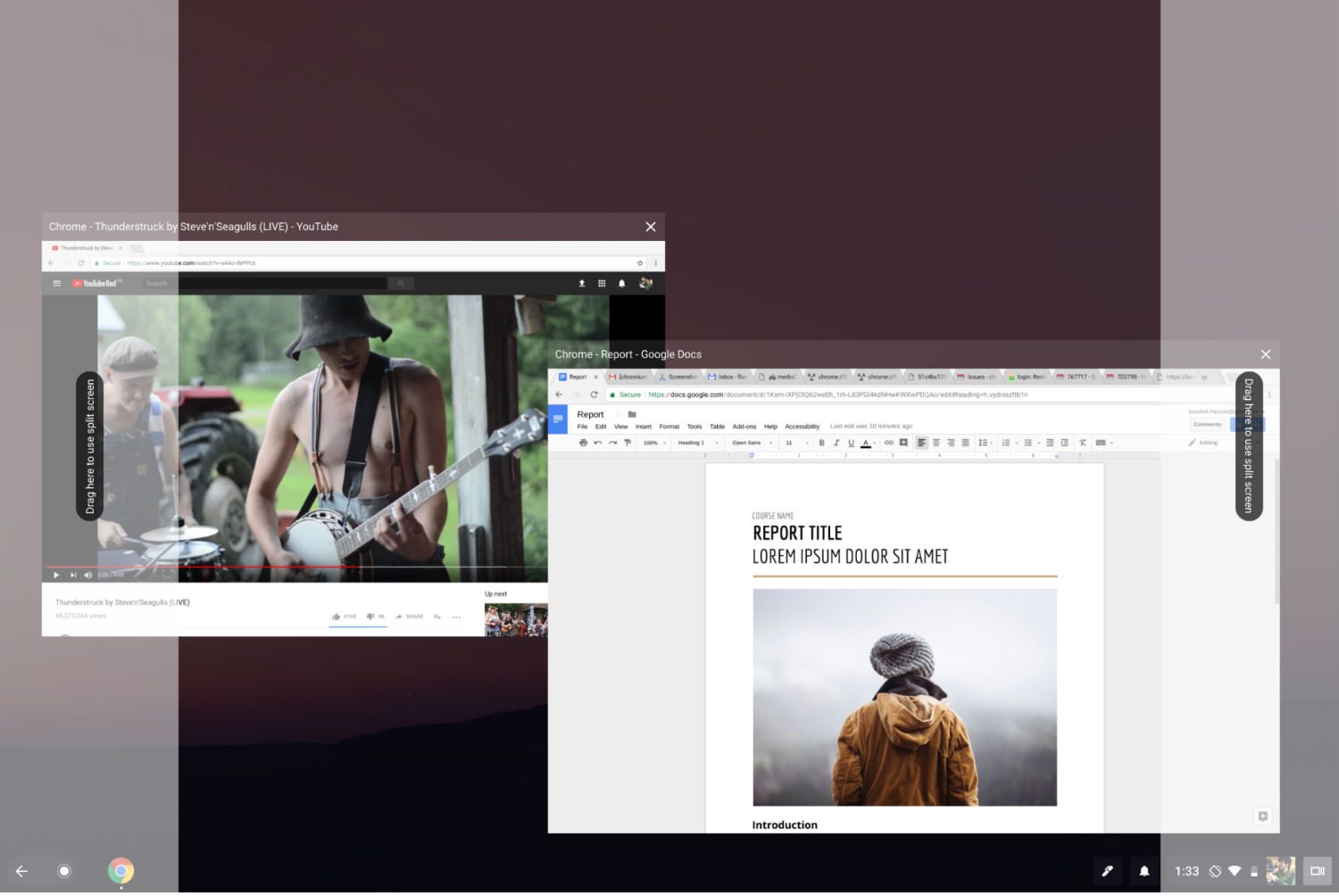 chrome OS split view