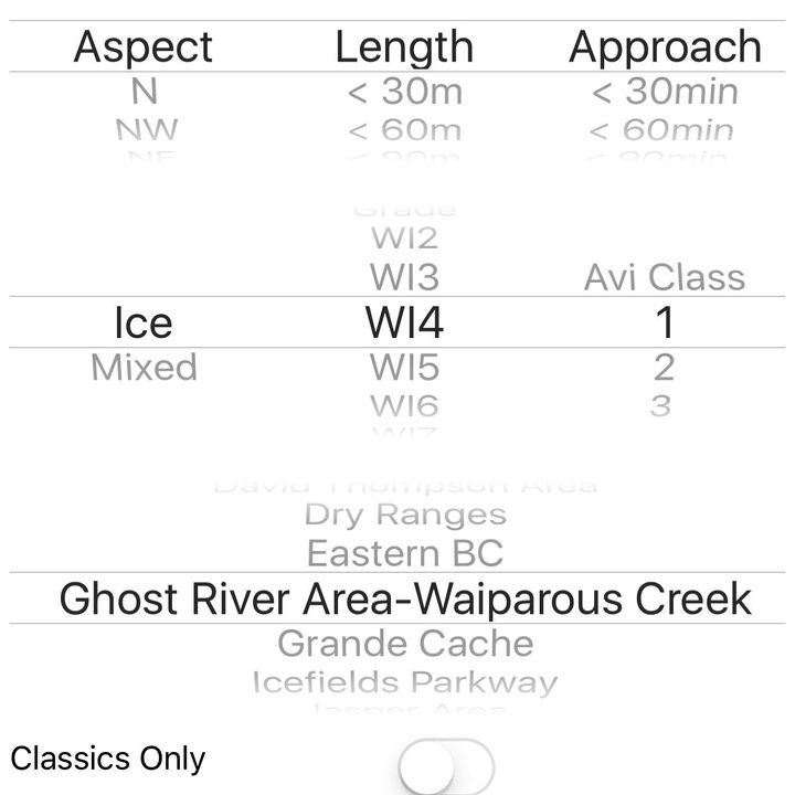will gadd ice climbing app advanced search