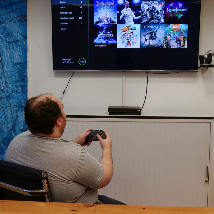 A person playing Xbox.