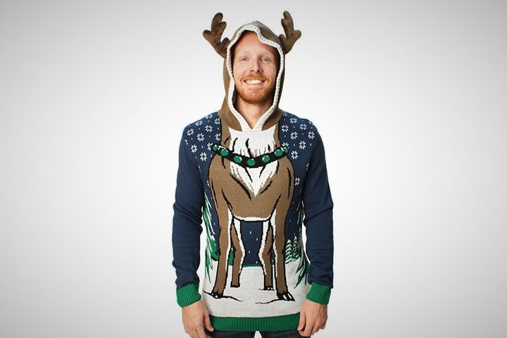 Hooded Reindeer Christmas Sweater