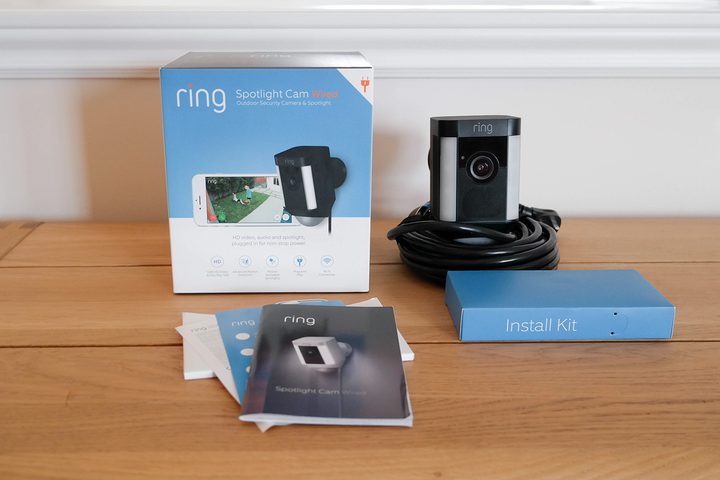 ring spotlight cam wired review box
