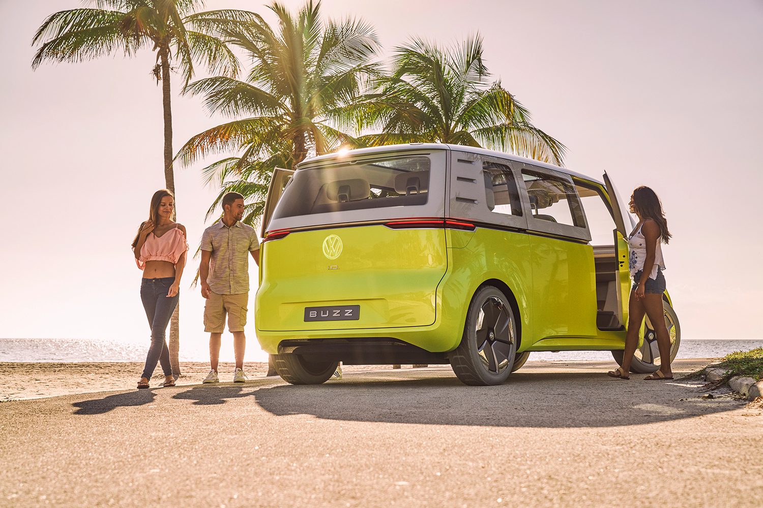 vw electric car buzz beach back