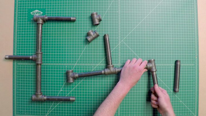industrial-style clothing rack Step 2: Assemble the pipes