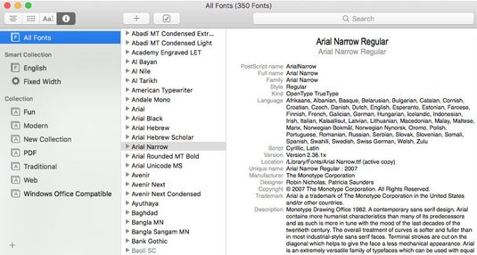 Font Book Info