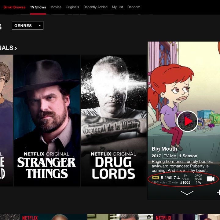 A Netflix menu screen.