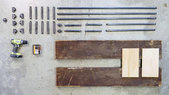 industrial-style clothing rack