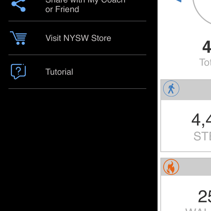 nysw gts activity tracker review app screen left panel