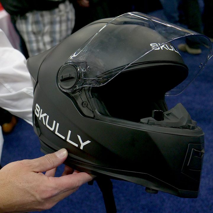 skully motorcycle helmet right open