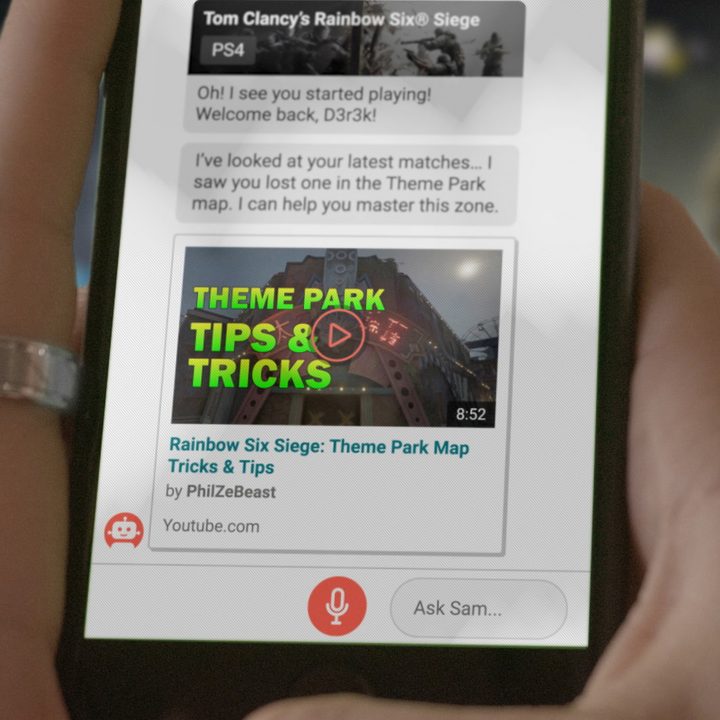 ubisoft club Sam AI phone lifetsyle