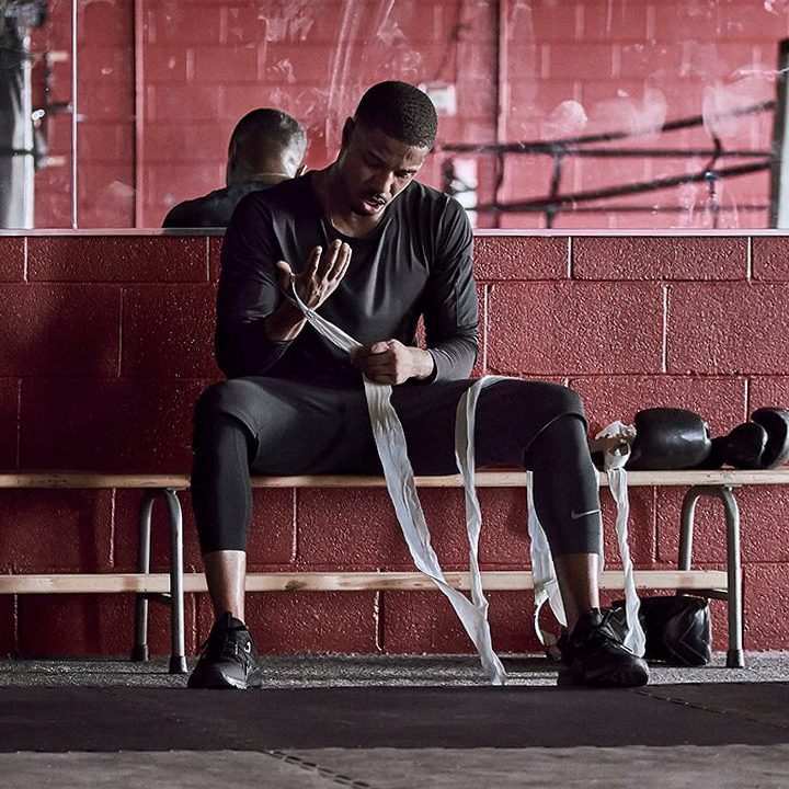 Portrait of Michael B. Jordan as he trains for Creed (2015) in a promotional piece for Nike