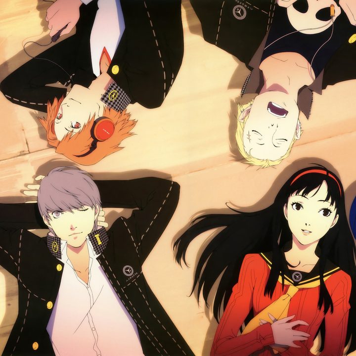 Characters laying in a circle from Persona 4 Golden.