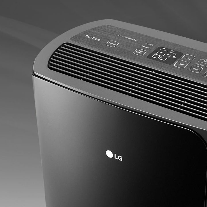 Closeup of vent on LG PuriCare 50-Pint Dehumidifier.