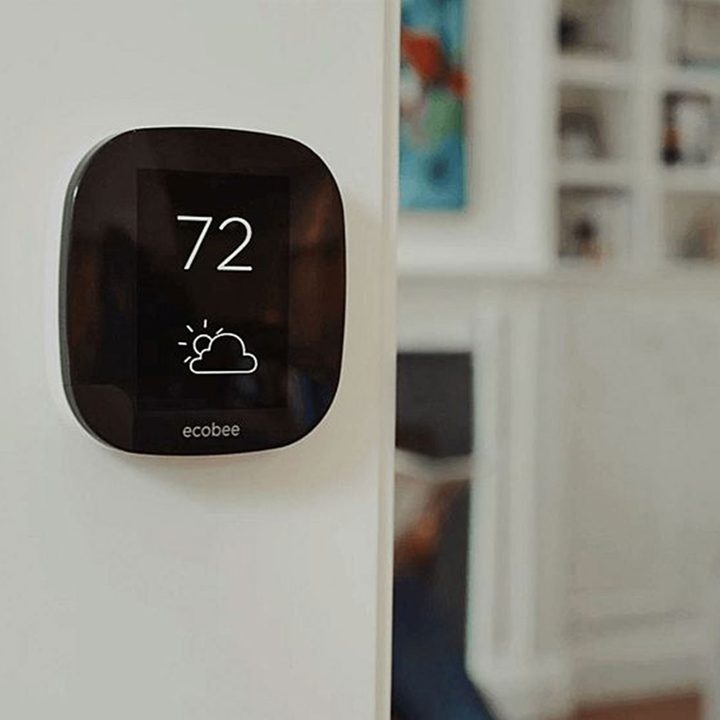 The Ecobee 3 Lite mounted to a wall.
