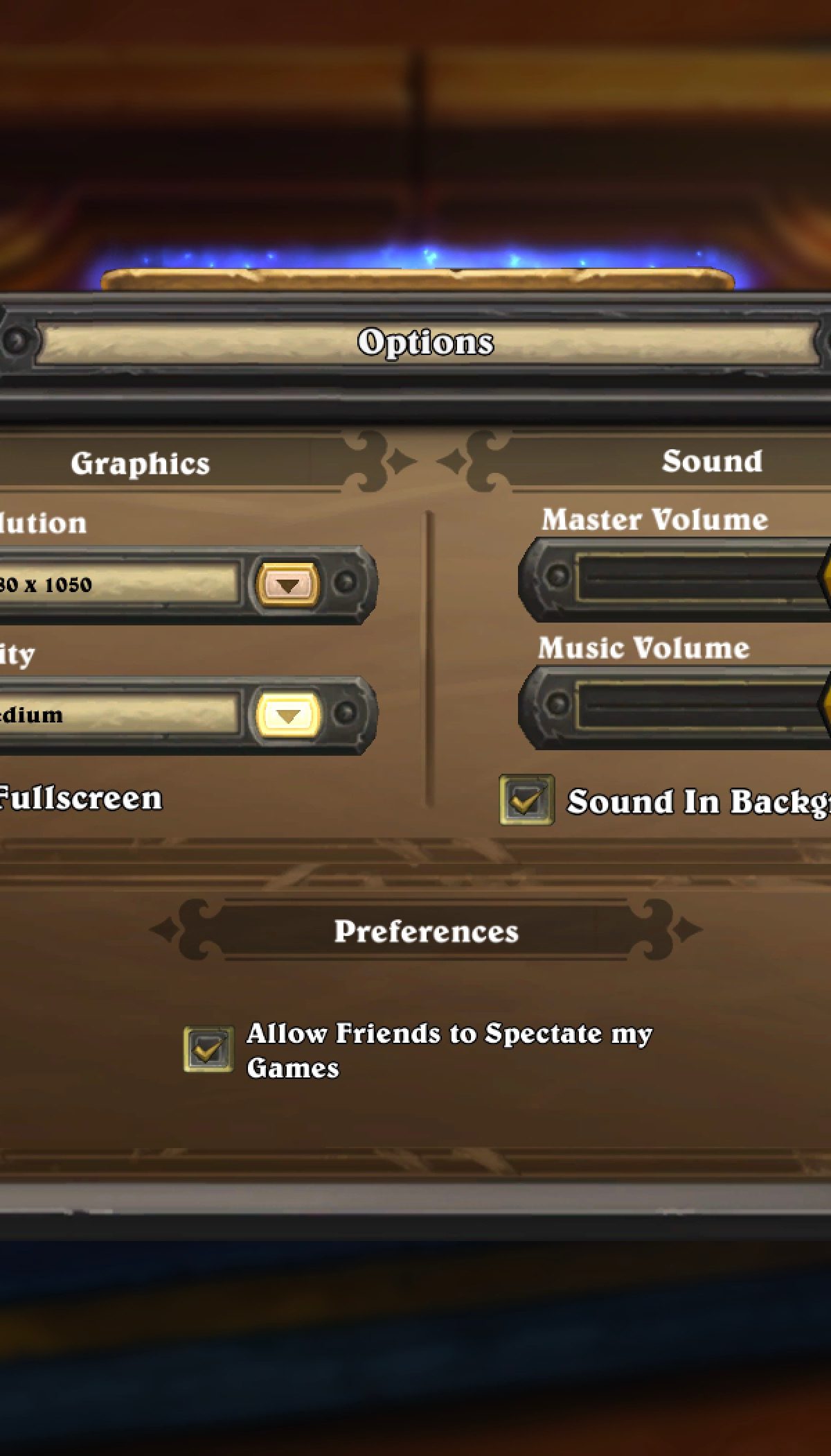 Hearthstone | Graphics Settings Menu