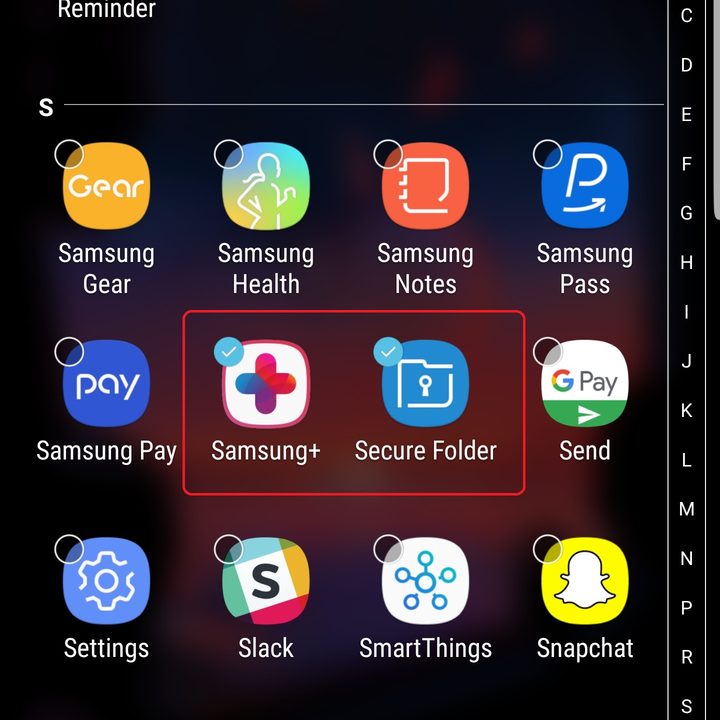 samsung galaxy s9 plus settings apply hide apps