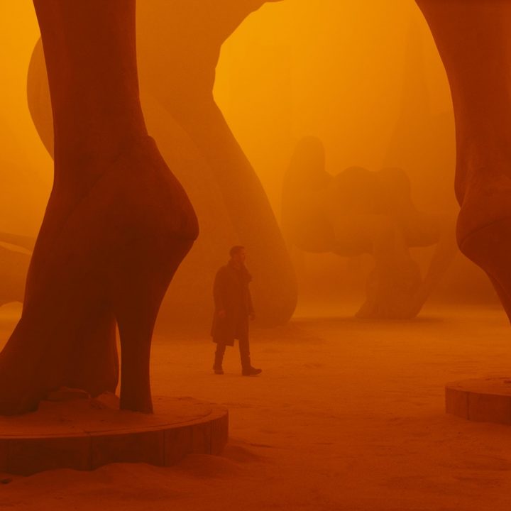 A man walks in a desert in Blade Runner 2049.