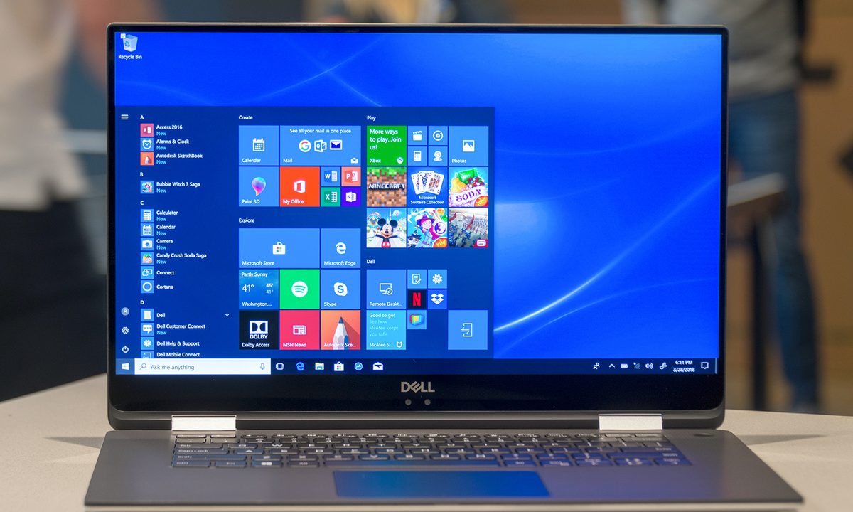 Front view of a Dell XPS 15 2-in-1 laptop.