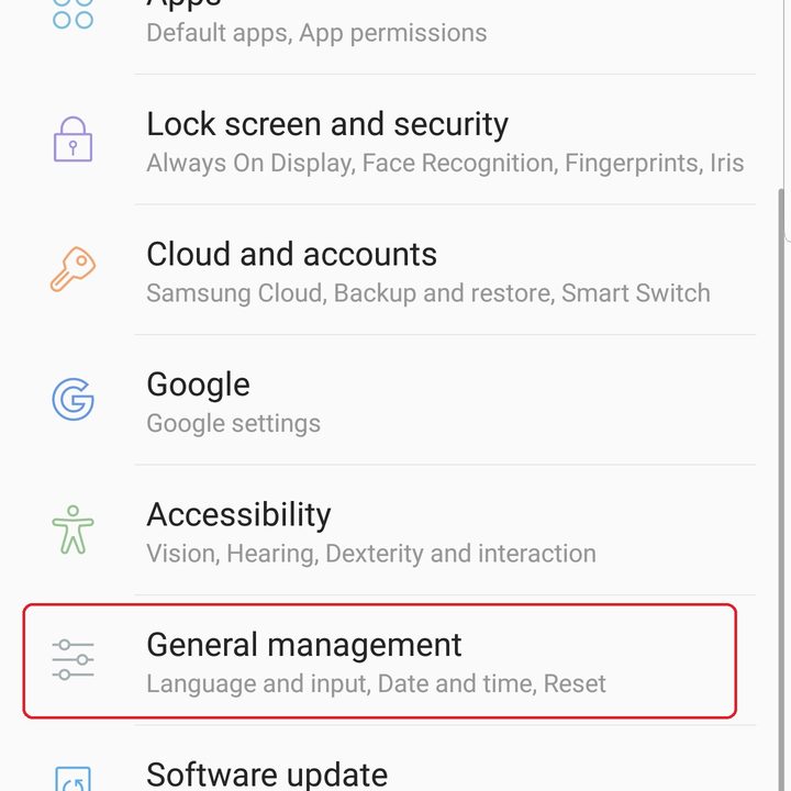 samsung galaxy s9 plus settings general management