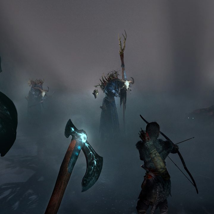 God of War Review | Kratos and Atreus prepare to fight off necromancers and demon hounds