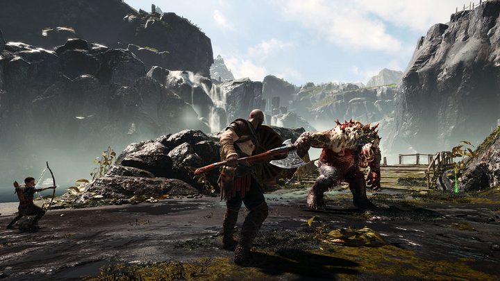 God of War Review | Kratos prepares to fight a large behemoth.