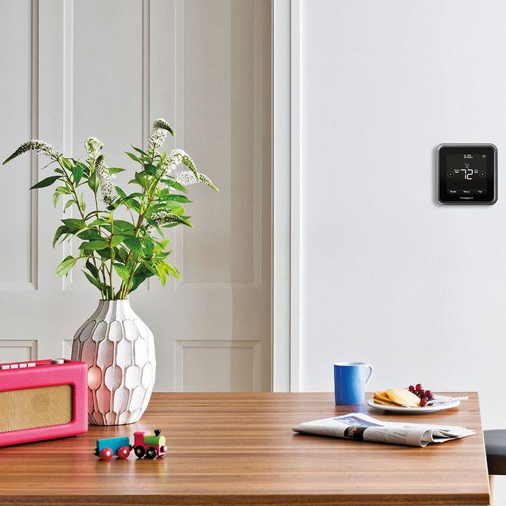 Honeywell Lyric T5 mounted on wall.