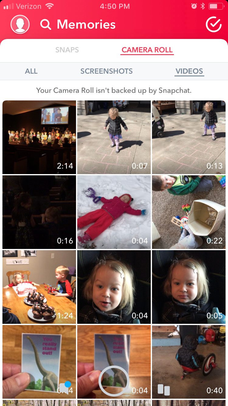 Sending a snap with a picture taken in your camera app