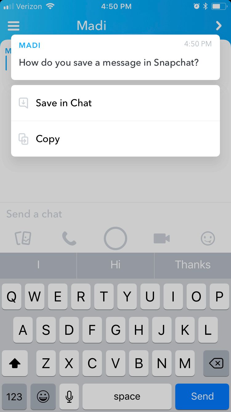 Saving a chat message