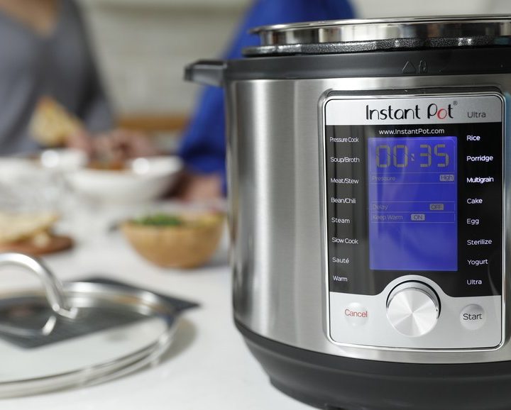 An Instant Pot on a kitchen counter.