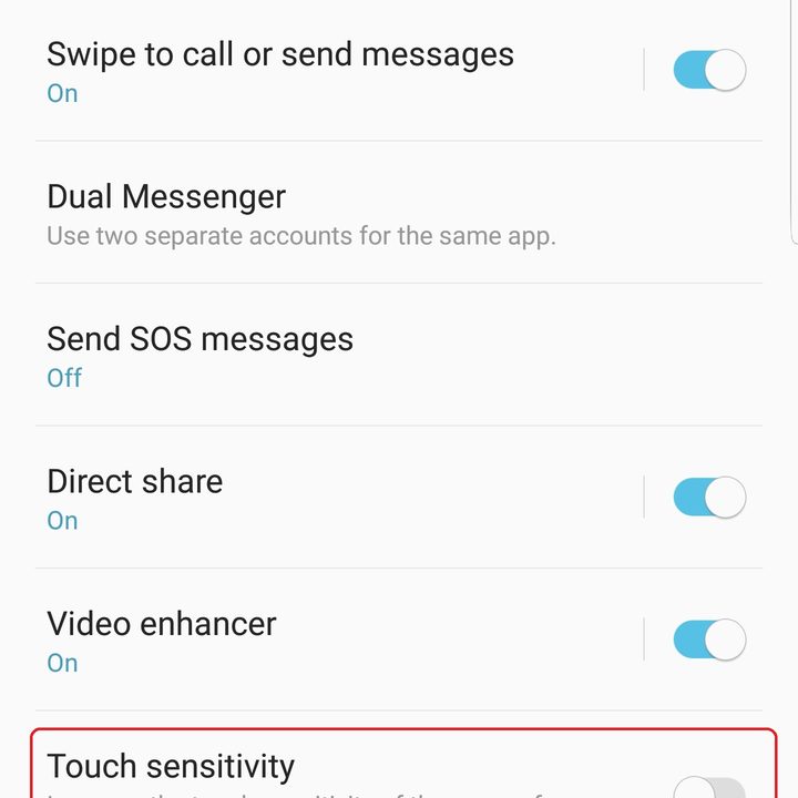samsung galaxy s9 plus settings touch sensitivity
