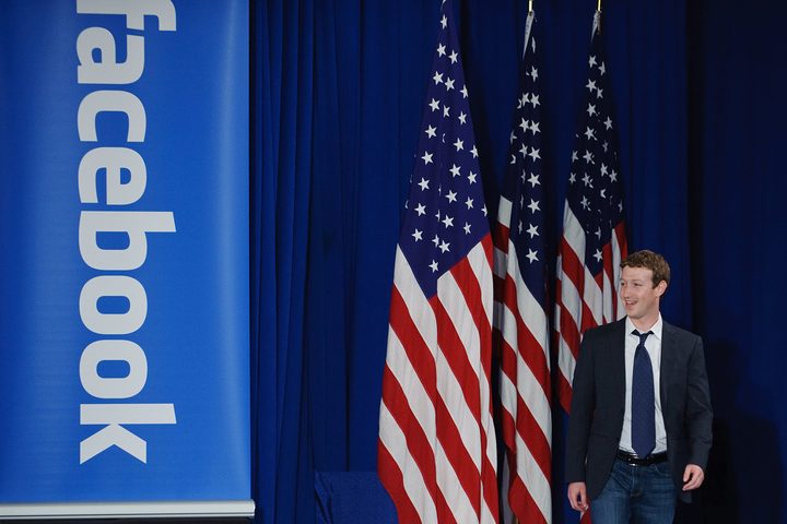 social media mark zucerberg with american flags