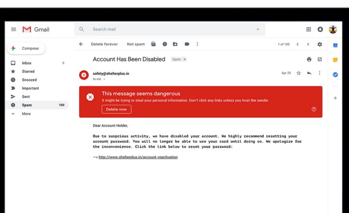 Gmail security warning