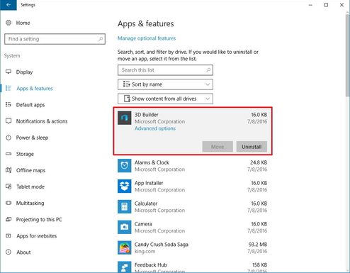 Windows Apps & Features
