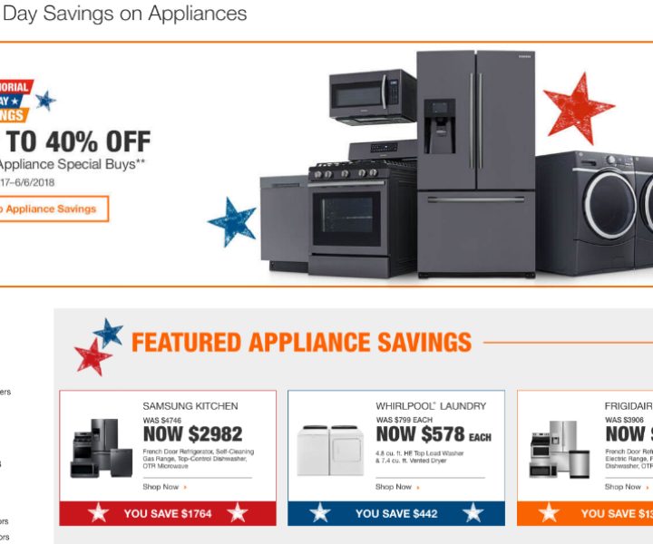Home Depot Memorial Day Appliance Sale