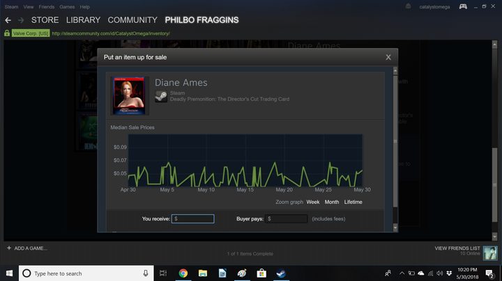 steam trading cards guide sell menu